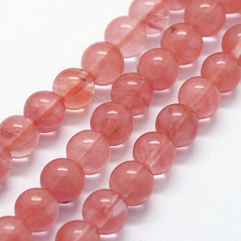 Cherry Quartz Glass Beads Strands, Round, 10mm, Hole: 1mm, about 37pcs/strand,  14.76 inch(37.5cm)