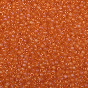 TOHO Round Seed Beads, Japanese Seed Beads, (174F) Light Hyacinth Orange Transparent Rainbow Matte, 8/0, 3mm, Hole: 1mm, about 222pcs/10g