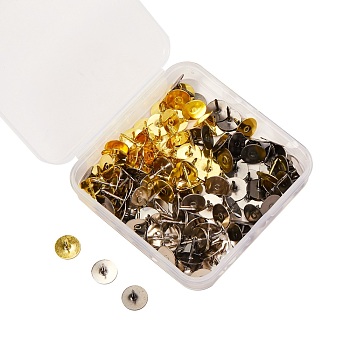 Environment-friendly Brass Head Pins, Flat Round, Mixed Color, 10x9mm, Pin: 1.2mm, 3 colors, 50pcs/color, 150pcs/box