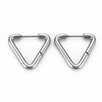 Triangle Huggie Hoop Earrings for Women, Hypoallergenic and Safe for Sensitive Ears, with 316 Surgical Stainless Steel Pin, Stainless Steel Color, 10 Gauge, 18x20x2.5mm, Pin: 1mm