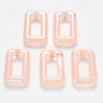 Transparent Acrylic Linking Rings, Quick Link Connectors, For Jewelry Chains Making, AB Color Plated, Imitation Gemstone Style, Rectangle, Pink, 30x20x6.5mm, Inner Diameter: 18x8mm