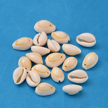 Natural Cowrie Shell Pendants, Oval Shell Charms, Seashell Color, 10~19x7~12x5~10mm, Hole: 1~2mm