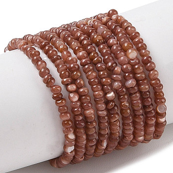 Natural Freshwater Shell Beads Strands, Dyed, Rondelle, Sienna, 2x1mm, Hole: 0.5mm, about 231~235pcs/strand, 14.96''(38cm)