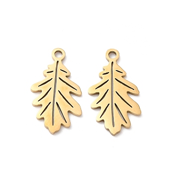 201 Stainless Steel Pendants, Laser Cut, Leafy Branch Charms, Golden, 18x10x1mm, Hole: 1.5mm