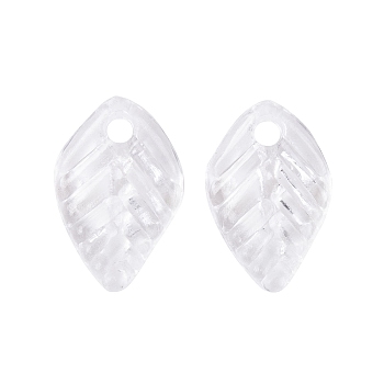 Transparent Acrylic Charms, Leaf, Clear, 13.5x8.5x2.5mm, Hole: 1.8mm, about 3333pcs/500g