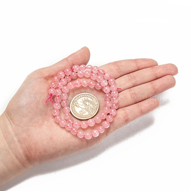 Chapelets de perles en quartz rose naturel(G-L104-6mm-01)-5