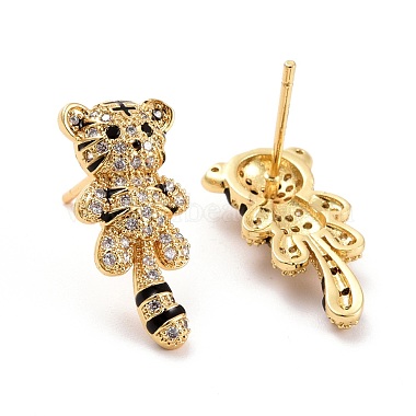 boucles d'oreilles tigre zodiaque chinois zircone cubique(EJEW-E167-20G)-2