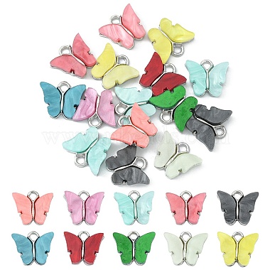 Platinum Mixed Color Butterfly Alloy+Acrylic Charms