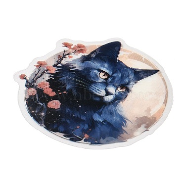 20Uds. pegatinas decorativas autoadhesivas impermeables para mascotas con diseño de gato iluminado por la luna(DIY-M053-04A)-3