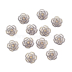 100Pcs Plastic Beads, Flower, Golden Metal Enlaced, Gray, 19~19.5x8~8.5mm, Hole: 2mm(KY-YW0002-22C)
