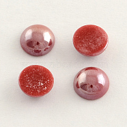 Pearlized Plated Opaque Glass Cabochons, Half Round/Dome, FireBrick, 7.5~8x3~4mm(PORC-S801-8mm-24)