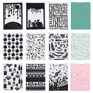 9Pcs 9 Patterns Plastic Fondant Stencil, Cake Baking Embossing Decoration Mold, Cake Fondant Stencil Templates, Crafts DIY Decoration Tools, Rectangle, Mixed Patterns, 14.5x10.5x0.3cm, 1pc/pattern(DIY-GL0001-54)