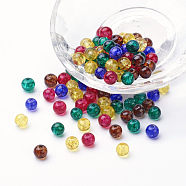 Baking Painted Crackle Glass Beads, Luster Glass Pearls, Round, Mixed Color, 6~6.5x5.5~6mm, Hole: 1mm, about 200pcs/bag(DGLA-X0006-6mm-05)