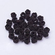 Nylon Cord Woven Beads, Round, Brown, 6~6.5x4.5mm, Hole: 2.5mm, about 93~100pcs/bag(NWIR-F005-14G)