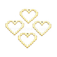 Ion Plating(IP) 201 Stainless Steel Pendants, Heart, Nickel Free, Real 18K Gold Plated, 22x25x1.5mm, Hole: 2mm(STAS-T063-173G)