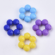 Opaque Acrylic Pendants, Faceted, Flower, Mixed Color, 24x24x8mm, Hole: 2mm, about 270pcs/500g(SACR-N008-021)