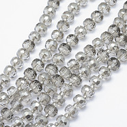 Electroplate Glass Beads Strands, Pearl Luster Plated, Faceted, Drum, Light Grey, 7.5x5.5mm, Hole: 1mm(EGLA-J141-A-PL02)