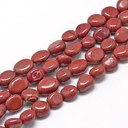 Natural Red Jasper Beads Strands, Oval, 8~15x7~12x4~12mm, Hole: 1mm, about 30~45pcs/strand, 15.7 inch(G-R445-8x10-09)