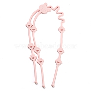 2 in 1 Silicone Baby Pacifier Holder Chains, Rabbit with Paw Print Baby Teether Strap, DIY Nursing Necklace Making, Light Coral, 53.5x3x0.75cm, Hole: 5x6.5mm(AJEW-G050-02C)