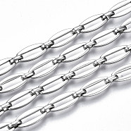 304 Stainless Steel Link Chains, with Spool, Unwelded, Nickel Free, Oval, Stainless Steel Color, 13.5x6.5x1.3mm, Link: 6x4.5x1.6mm, about 32.8 Feet(10m)/roll(CHS-T003-18P-NF)