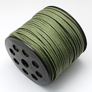Eco-Friendly Faux Suede Cord, Faux Suede Lace, Dark Olive Green, 3.0x1.4mm, about 98.42 yards(90m)/roll(LW-R007-3.0mm-1138)