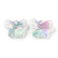 Transparent Glass Pendants, Point Back, Faceted, Butterfly Charms, Orchid, 14x17.5x9mm, Hole: 1.6mm(X-GLAA-E050-02B-02)