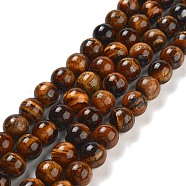 Natural Tiger Eye Round Bead Strands, 12mm, Hole: 1.5mm, about 33pcs/strand, 15.3 inch(G-R200-12mm)