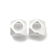 Brass Bead, Lead Free & Cadmium Free, Square, 925 Sterling Silver Plated, 4x4x2.5mm, Hole: 2mm(KK-H442-41S)