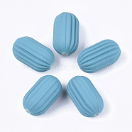 Rubberized Style Acrylic Corrugated Beads, Column, DarkSlate Blue, 23.5x13.5mm, Hole: 2mm, about 165pcs/500g(OACR-T014-18A-05)