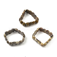 Natural Mexican Agate Beaded Stretch Bracelets, Flat Back Tile Bracelet, Inner Diameter: 2-3/8 inch(6cm)(BJEW-D036-01)