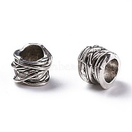 Tibetan Style Alloy Tube Barrel Beads, Large Hole Beads, Antique Silver, 11x15mm, Hole: 8mm, about 270pcs/1000g(TIBEB-LF11253YKG-AS-LF)