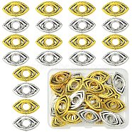 30Pcs 2 Colors Tibetan Style Alloy Bead Frame, Eye, Antique Silver & Antique Golden, 12x21x3.5mm, Hole: 1.4mm, 15pcs/color, 30pcs/set(TIBE-YW0001-63)