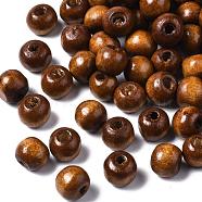 Handmade Natural Wood Beads, Lead Free, Dyed, Round, Saddle Brown, 8mm, Hole: 2mm, about 6000pcs/1000g(TB017-01)