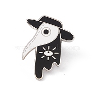 Plague Doctor/Crow with Sickle Enamel Pin, Platinum Brass Brooch for Backpack Clothes, Black, 30x24x2mm, Pin: 1.2mm.(JEWB-D012-14)