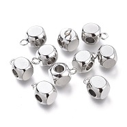 304 Stainless Steel Tube Bails, Loop Bails, Cube Bail Beads, Stainless Steel Color, 9x6x6mm, Hole: 1.6mm, Inner Diameter: 3mm(STAS-I161-02B-P)