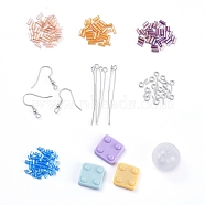 DIY Earring Making, with Glass Bugle Beads, Resin Beads, Handmade Blown Glass Globe Beads and Brass Earring Hooks, Mixed Color, Earring Hook: 19x17x0.5mm, hole: 2mm, 16pcs/set(DIY-JP0005-64S)