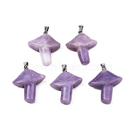 Natural Amethyst Pendants, with Stainless Steel Snap On Bails, Mushroom, Stainless Steel Color, 27.5~28.5x23~25x9.5~10.5mm, Hole: 3x5mm(G-R480-02L)