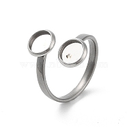 304 Stainless Steel Open Cuff Ring Findings, Pad Ring Setting, Flat Round, Stainless Steel Color, Inner Diameter: 17mm, Tray: 6mm(STAS-E124-05A-P)