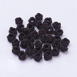 Nylon Cord Woven Beads, Round, Brown, 6~6.5x4.5mm, Hole: 2.5mm; about 93~100pcs/bag(NWIR-F005-14G)