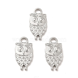 304 Stainless Steel Pendants, Owl Charms, Stainless Steel Color, 19x10x2mm, Hole: 3mm(STAS-I197-010P)