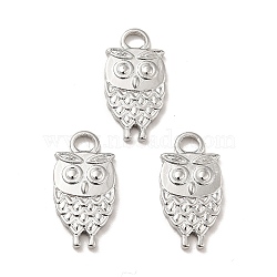 Non-Tarnish 304 Stainless Steel Pendants, Owl Charms, Stainless Steel Color, 19x10x2mm, Hole: 3mm(STAS-I197-010P)