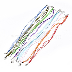 Jewelry Making Necklace Cord, with 2 Threads Waxed Cord, Organza Ribbon and Iron Findings, Mixed Color, 17 inch(NFS048)