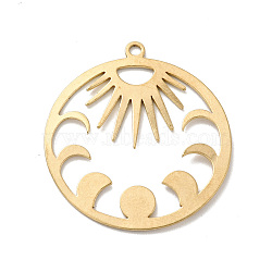 Brass Pendants, Ring with Phase of the Moon, Golden, 30x27x1mm, Hole: 1.6mm(KK-G423-12G)