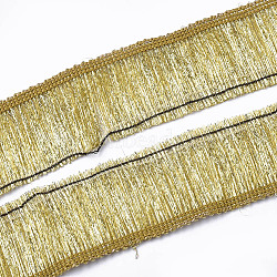 Polyester Tassel Fringe Trimming, Costume Accessories, Gold, 40x1mm, about 20m/bag(FIND-T032-04B)