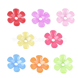 Opaque AS Plastic Bead Caps, 6-Petal, Flower, Mixed Color, 33.5x31.5x6.5mm, Hole: 5.5mm, about 350pcs/500g(MACR-S365-06)