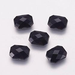 Taiwan Acrylic Rhinestone Cabochons, Flat Back and Faceted, Rectangle Octagon, Black, 25x18mm(ACRT-G020-18x25mm-01)