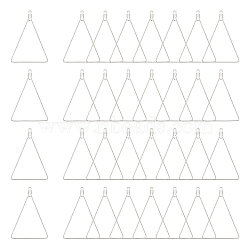 304 Stainless Steel Wire Pendants, Hoop Earring Findings, Triangle, Stainless Steel Color, 22 Gauge, 49.5x35x0.6mm, Hole: 1.2mm, 60pcs/box(STAS-UN0016-04P)