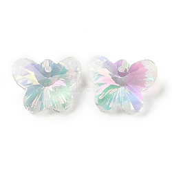 Transparent Glass Pendants, Point Back, Faceted, Butterfly Charms, Orchid, 14x17.5x9mm, Hole: 1.6mm(X-GLAA-E050-02B-02)