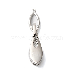 Brass Fold Over Clasps, Teardrop, Platinum, 44mm, Hole: 1.2mm(KK-S382-05P)