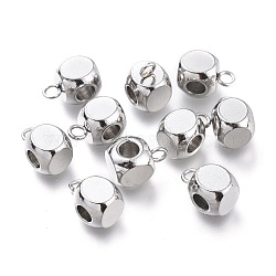 Non-Tarnish 304 Stainless Steel Tube Bails, Loop Bails, Cube Bail Beads, Stainless Steel Color, 9x6x6mm, Hole: 1.6mm, Inner Diameter: 3mm(STAS-I161-02B-P)